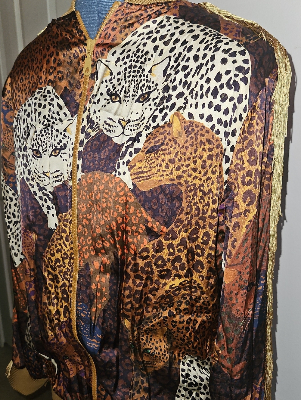 Farm Rio Leopard-Print Bomber Jacket - Brown Multicolor XS - Picture 4 of 7